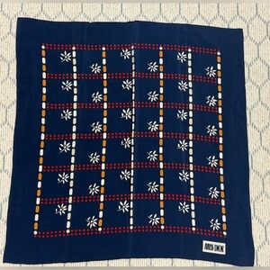 CHRISTIAN DIOR Vintage Y2K 70’s 100% Silk Navy/Multicolor Geometric Floral Scarf